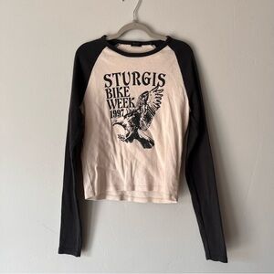 Brandy Melville cream with black long sleeves
